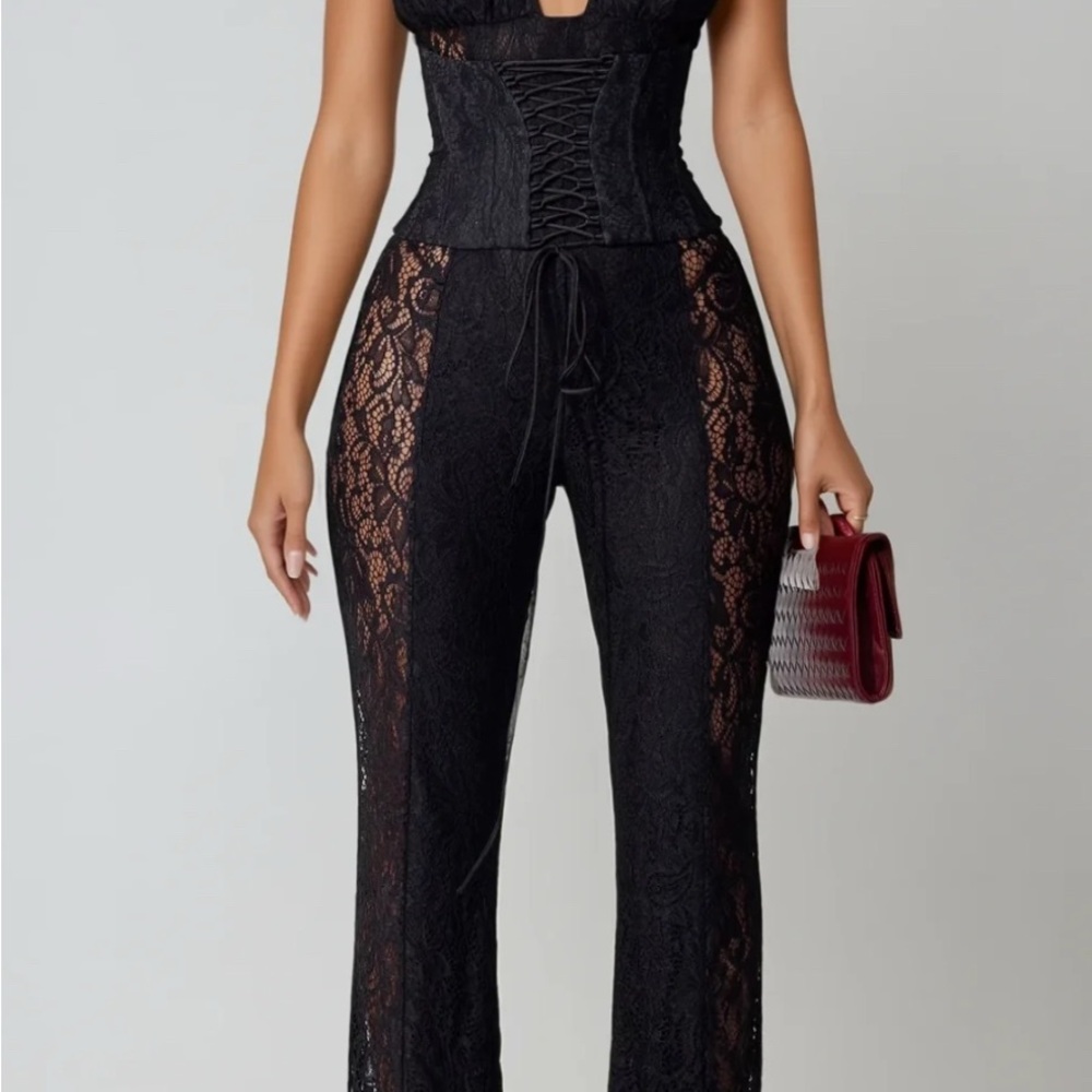 Chic Black Lace Corset Jumpsuit